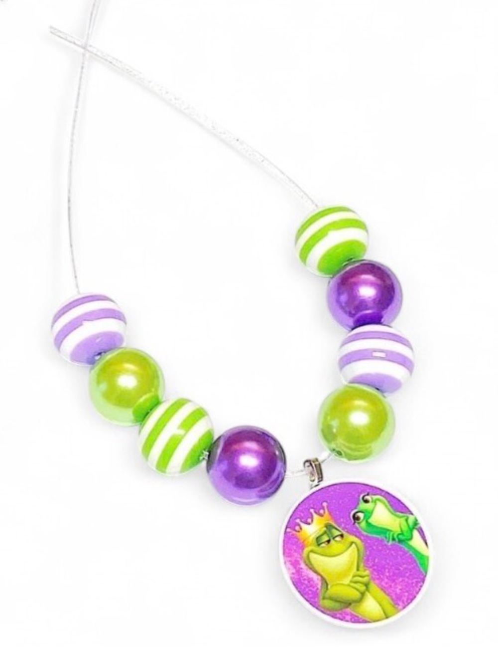 Handmade Disney Princess and the Frog Green Purple Necklace Adjustable